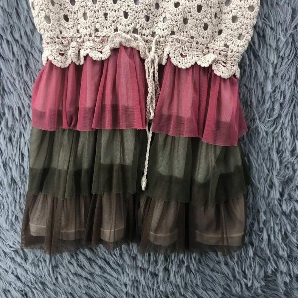 Rebellion Halter Top Womens XL Crotchet Layered Adjustable Strap Shirt